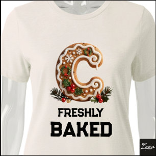 Camiseta Triblenda Galleta de Jengibre Navidad Letra Inicial C