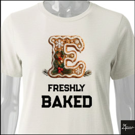 Camiseta Triblenda Galleta de jengibre Navidad Letra Inicial E