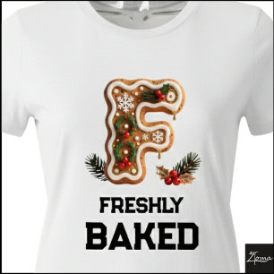 Camiseta Triblenda Galleta de Jengibre Navidad Letra Inicial F