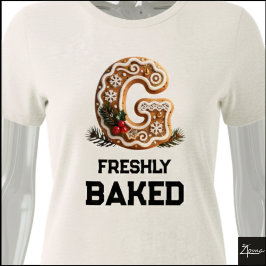 Camiseta Triblenda Galleta de Jengibre Navidad Letra Inicial G