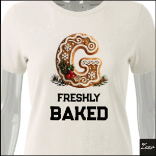 Camiseta Triblenda Galleta de Jengibre Navidad Letra Inicial G