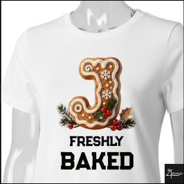 Camiseta Triblenda Galleta de Jengibre Navidad Letra Inicial J