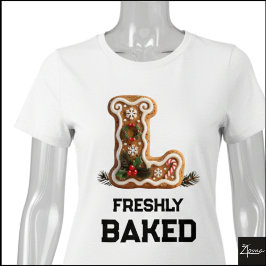 Camiseta Triblenda Galleta de jengibre Navidad Letra Inicial L