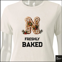 Camiseta Triblenda Galleta de Jengibre Navidad Letra Inicial N