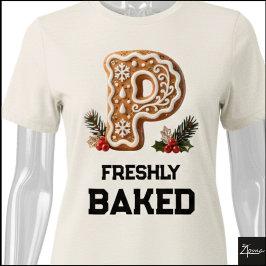 Camiseta Triblenda Galleta de Jengibre Navidad Letra Inicial P