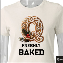 Camiseta Triblenda Galleta de Jengibre Navidad Letra Inicial Q