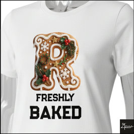 Camiseta Triblenda Galleta de Jengibre Navidad Letra Inicial R