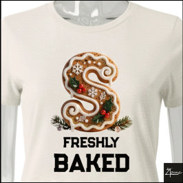 Camiseta Triblenda Galleta de jengibre Navidad Letra Inicial S