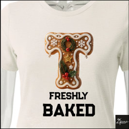 Camiseta Triblenda Galleta de Jengibre Navidad Letra Inicial T