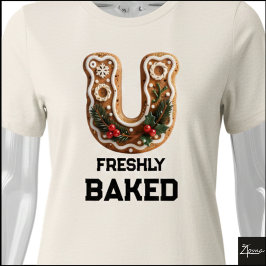 Camiseta Triblenda Galleta de Jengibre Navidad Letra Inicial U