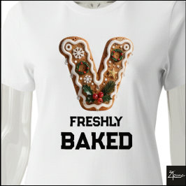 Camiseta Triblenda Galleta de Jengibre Navidad Letra Inicial V