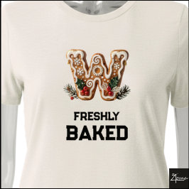 Camiseta Triblenda Galleta de Jengibre Navidad Letra Inicial W