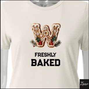 Camiseta Triblenda Galleta de Jengibre Navidad Letra Inicial W