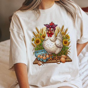 Camiseta Triblenda Gallina Sassy Con Gafas Y Granja De Huevos Frescos