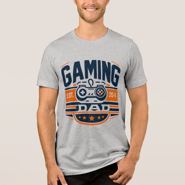 Camiseta Triblenda Gaming Dad Retro Badge Video Game Father Shirt (Anverso)