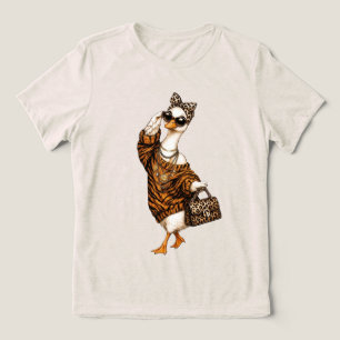 Camiseta Triblenda Ganso Glam Personalizado , Ganso con Lazo de Leopa