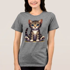 Camiseta Triblenda Gatito Adorable De Tabby Con Ojos Azules