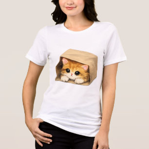 Camiseta Triblenda Gatito Adorable en una Caja de Cartón