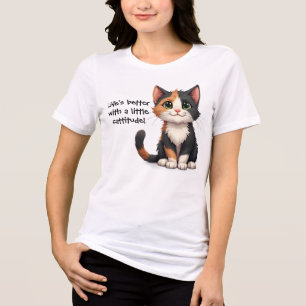Camiseta Triblenda Gatito Calico Caprichoso con Cattitude