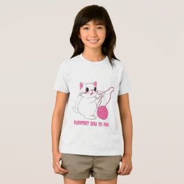 Camiseta Triblenda Gatito Juguetón con Bola de Hilo