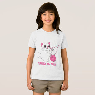 Camiseta Triblenda Gatito Juguetón con Bola de Hilo