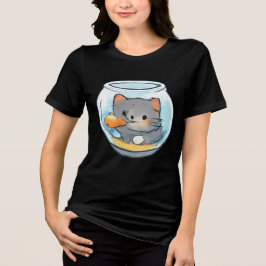 Camiseta Triblenda Gatito Lindo en Pecera