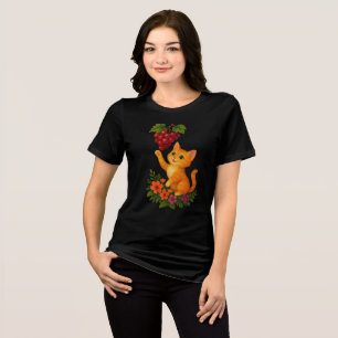 Camiseta Triblenda Gatito Naranja Juguetón con Uvas