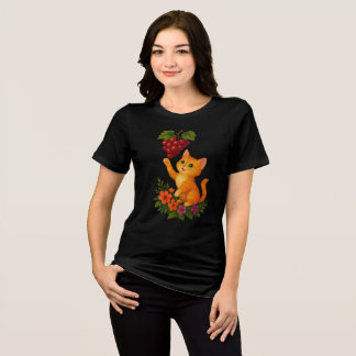 Camiseta Triblenda Gatito Naranja Juguetón con Uvas