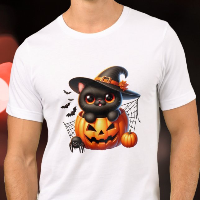 Camiseta Triblenda Gatito negro en una calabaza de Halloween (Subido por el creador)