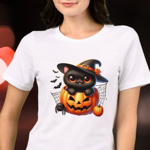 Camiseta Triblenda Gatito negro en una calabaza de Halloween