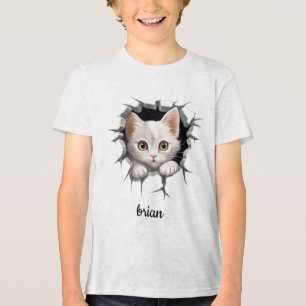 Camiseta Triblenda Gatito personalizado buscando fuera de un agujero