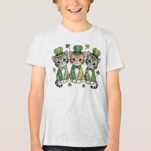 Camiseta Triblenda Gatitos afortunados del día de San Patricio-47474