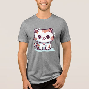 Camiseta Triblenda Gato adorable al estilo Kawaii Clipart