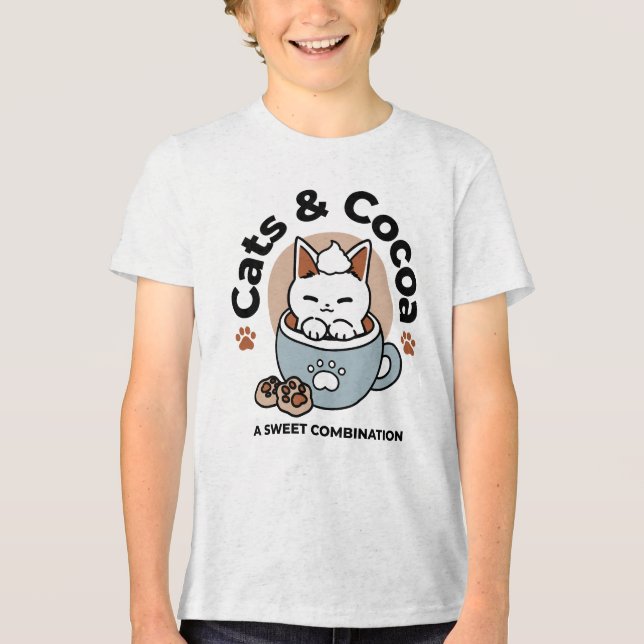 Camiseta Triblenda Gato adorable en diseño de vacaciones de peluche - (Anverso)
