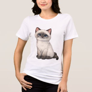 Camiseta Triblenda Gato Adorable en un Cuenco de Peces
