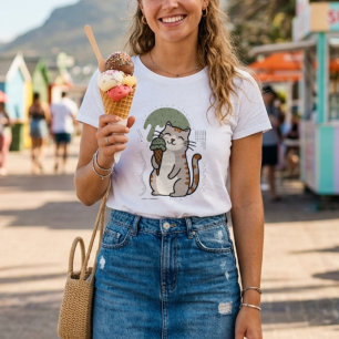 Camiseta Triblenda Gato adorable sosteniendo un helado