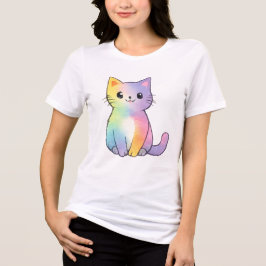 Camiseta Triblenda Gato Arcoíris Adorable