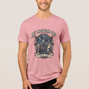Camiseta Triblenda Gato Art Nouveau Arte Gato Vintage Vector Art Nouv