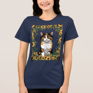 Camiseta Triblenda Gato Calico de Maryland y Flores de Susana de Ojos