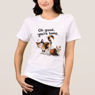 Camiseta Triblenda Gato Calico Gato Divertido Desastre de Maceta de F