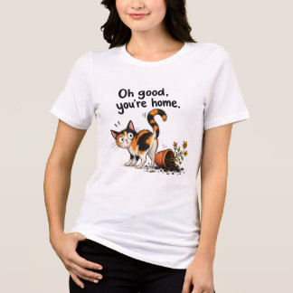 Camiseta Triblenda Gato Calico Gato Divertido Desastre de Maceta de F