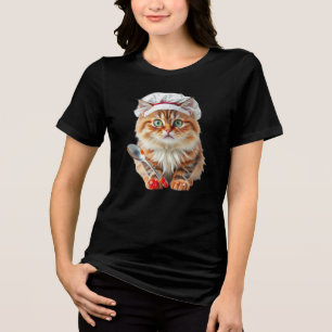 Camiseta Triblenda Gato Chef con Sombrero de Harina y Cuchara – Gato