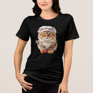 Camiseta Triblenda Gato Chef con Sombrero de Harina y Cuchara – Gato 