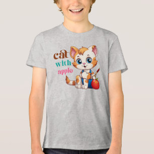 Camiseta Triblenda Gato Con Manzana-85242