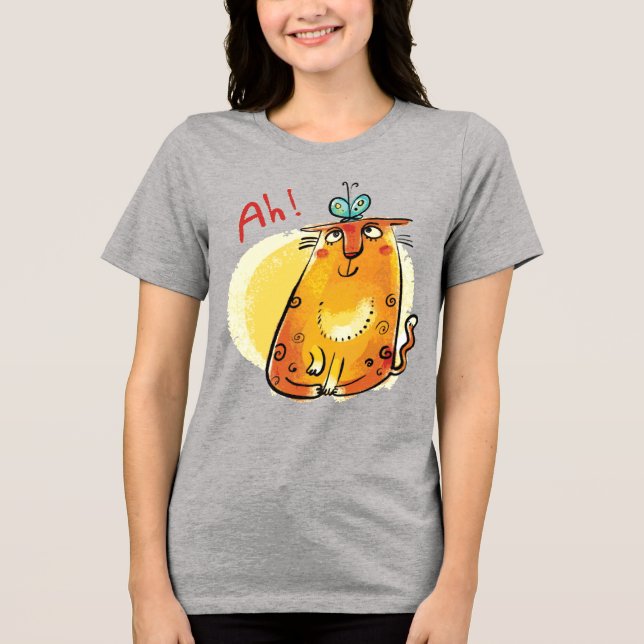 Camiseta Triblenda Gato con mariposa (Anverso)