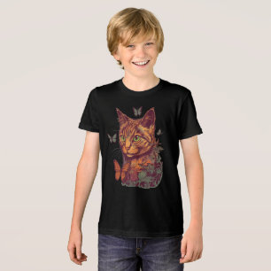 Camiseta Triblenda Gato con mariposas monarcas