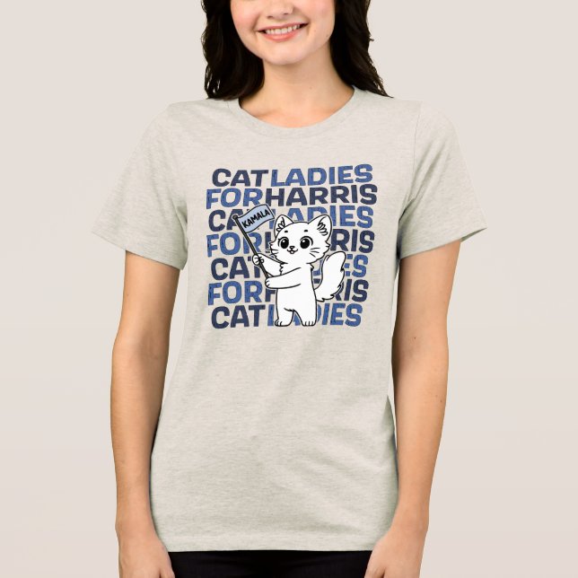 Camiseta Triblenda Gato Damas para Kamala Harris por la presidencia 2 (Anverso)