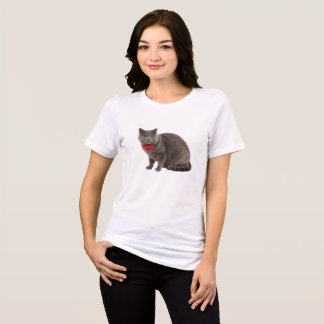 Camiseta Triblenda Gato de Alta Calidad, Mujer