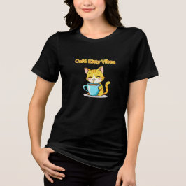 Camiseta Triblenda **Gato de café adorable – Gato adorable bebiendo c