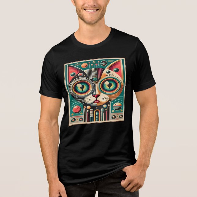 Camiseta Triblenda Gato de circuito retro futurista de mediados de si (Anverso)